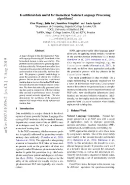 Is artificial data useful for biomedical Natural Language Processing
  algorithms?