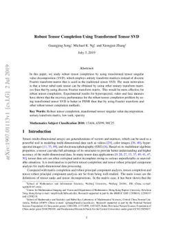 Robust Tensor Completion Using Transformed Tensor SVD
