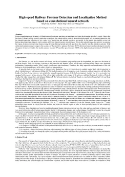 High-speed Railway Fastener Detection and Localization Method based on
  convolutional neural network