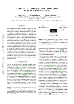 Learning to Traverse Latent Spaces for Musical Score Inpainting