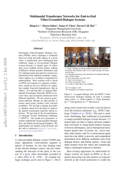 Multimodal Transformer Networks for End-to-End Video-Grounded Dialogue
  Systems