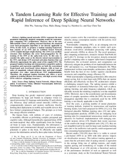A Tandem Learning Rule for Effective Training and Rapid Inference of
  Deep Spiking Neural Networks