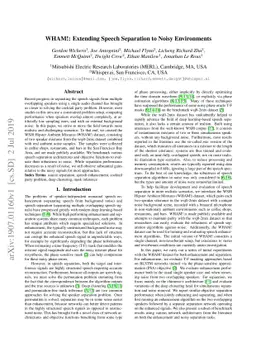 WHAM!: Extending Speech Separation to Noisy Environments