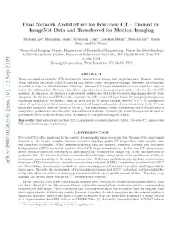 Dual Network Architecture for Few-view CT -- Trained on ImageNet Data
  and Transferred for Medical Imaging