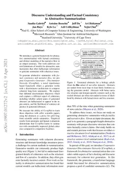 Discourse Understanding and Factual Consistency in Abstractive
  Summarization