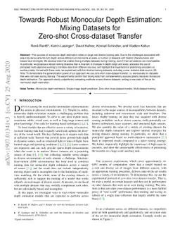 Towards Robust Monocular Depth Estimation: Mixing Datasets for Zero-shot
  Cross-dataset Transfer