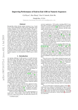 Improving Performance of End-to-End ASR on Numeric Sequences