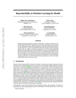 Reproducibility in Machine Learning for Health