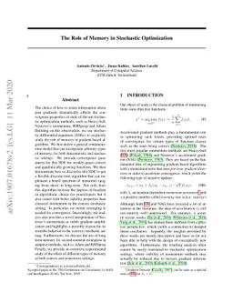 The Role of Memory in Stochastic Optimization