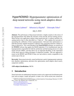 HyperNOMAD: Hyperparameter optimization of deep neural networks using
  mesh adaptive direct search