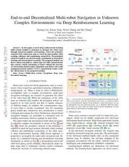 End-to-end Decentralized Multi-robot Navigation in Unknown Complex
  Environments via Deep Reinforcement Learning
