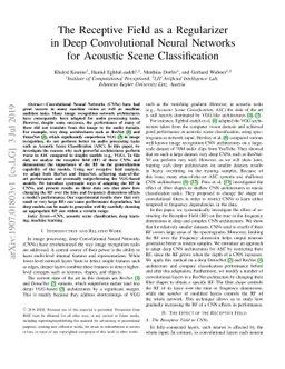 The Receptive Field as a Regularizer in Deep Convolutional Neural
  Networks for Acoustic Scene Classification