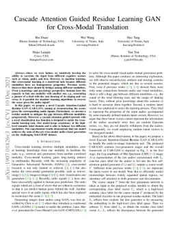 Cascade Attention Guided Residue Learning GAN for Cross-Modal
  Translation