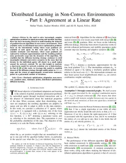 Distributed Learning in Non-Convex Environments -- Part I: Agreement at
  a Linear Rate