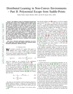 Distributed Learning in Non-Convex Environments -- Part II: Polynomial
  Escape from Saddle-Points