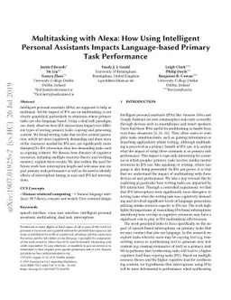 Multitasking with Alexa Multitasking with Alexa: How Using Intelligent
  Personal Assistants Impacts Language-based Primary Task Performance