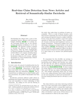 Real-time Claim Detection from News Articles and Retrieval of
  Semantically-Similar Factchecks