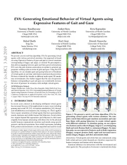 EVA: Generating Emotional Behavior of Virtual Agents using Expressive
  Features of Gait and Gaze