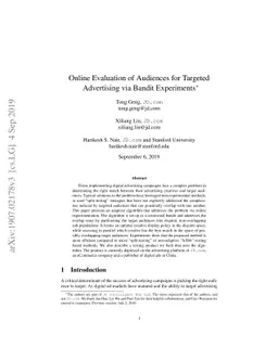 Online Evaluation of Audiences for Targeted Advertising via Bandit
  Experiments