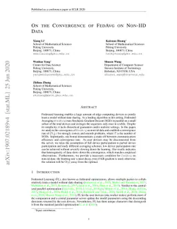 On the Convergence of FedAvg on Non-IID Data