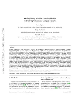 On Explaining Machine Learning Models by Evolving Crucial and Compact
  Features