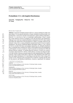 Probabilistic CCA with Implicit Distributions