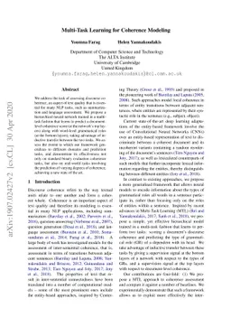 Multi-Task Learning for Coherence Modeling