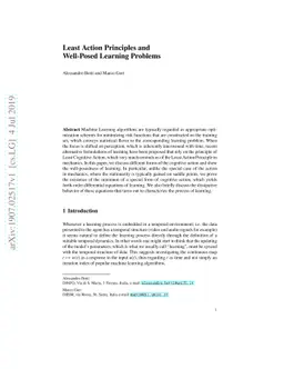 Least Action Principles and Well-Posed Learning Problems