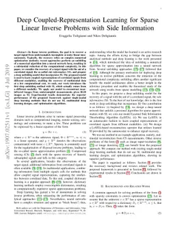 Deep Coupled-Representation Learning for Sparse Linear Inverse Problems
  with Side Information
