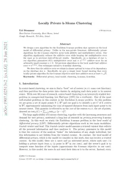Locally Private k-Means Clustering