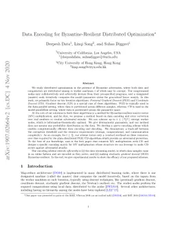Data Encoding for Byzantine-Resilient Distributed Optimization