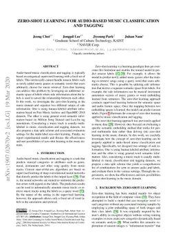 Zero-shot Learning for Audio-based Music Classification and Tagging