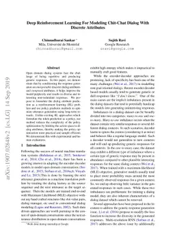 Deep Reinforcement Learning For Modeling Chit-Chat Dialog With Discrete
  Attributes