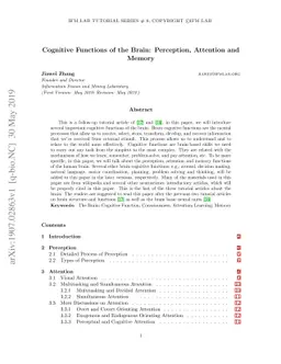 Cognitive Functions of the Brain: Perception, Attention and Memory