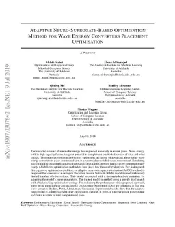 Adaptive Neuro-Surrogate-Based Optimisation Method for Wave Energy
  Converters Placement Optimisation