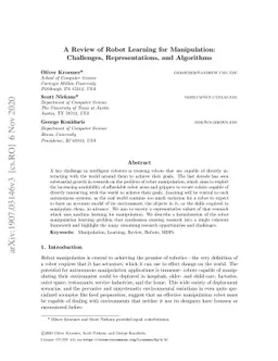 A Review of Robot Learning for Manipulation: Challenges,
  Representations, and Algorithms
