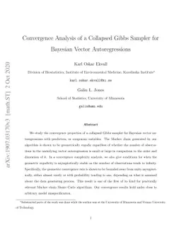Convergence Analysis of a Collapsed Gibbs Sampler for Bayesian Vector
  Autoregressions
