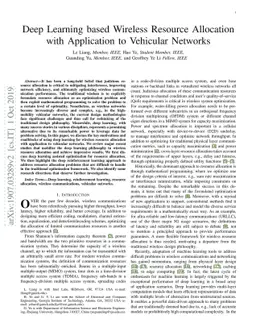Deep Learning based Wireless Resource Allocation with Application to
  Vehicular Networks