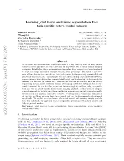 Learning joint lesion and tissue segmentation from task-specific
  hetero-modal datasets