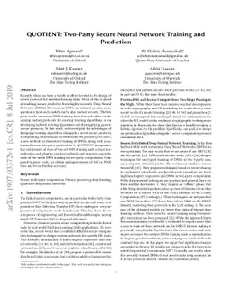QUOTIENT: Two-Party Secure Neural Network Training and Prediction