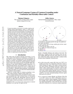 A Natural Language Corpus of Common Grounding under Continuous and
  Partially-Observable Context