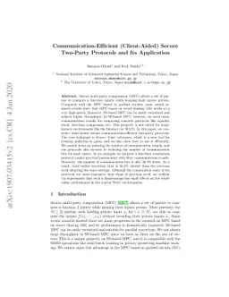Communication-Efficient (Client-Aided) Secure Two-Party Protocols and
  Its Application
