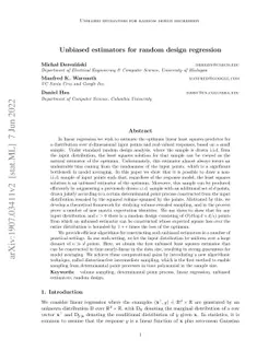 Unbiased estimators for random design regression