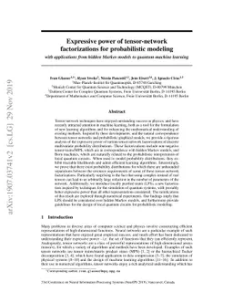 Expressive power of tensor-network factorizations for probabilistic
  modeling, with applications from hidden Markov models to quantum machine
  learning