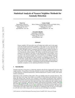 Statistical Analysis of Nearest Neighbor Methods for Anomaly Detection