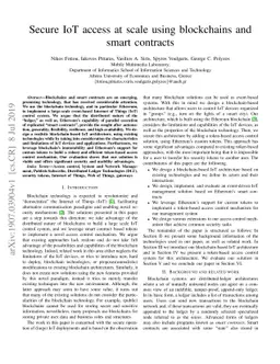 Secure IoT access at scale using blockchains and smart contracts