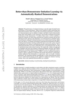 Better-than-Demonstrator Imitation Learning via Automatically-Ranked
  Demonstrations