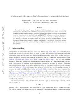 Minimax rates in sparse, high-dimensional changepoint detection
