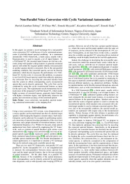Non-Parallel Voice Conversion with Cyclic Variational Autoencoder