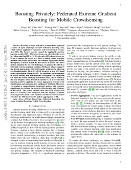 Boosting Privately: Privacy-Preserving Federated Extreme Boosting for
  Mobile Crowdsensing
